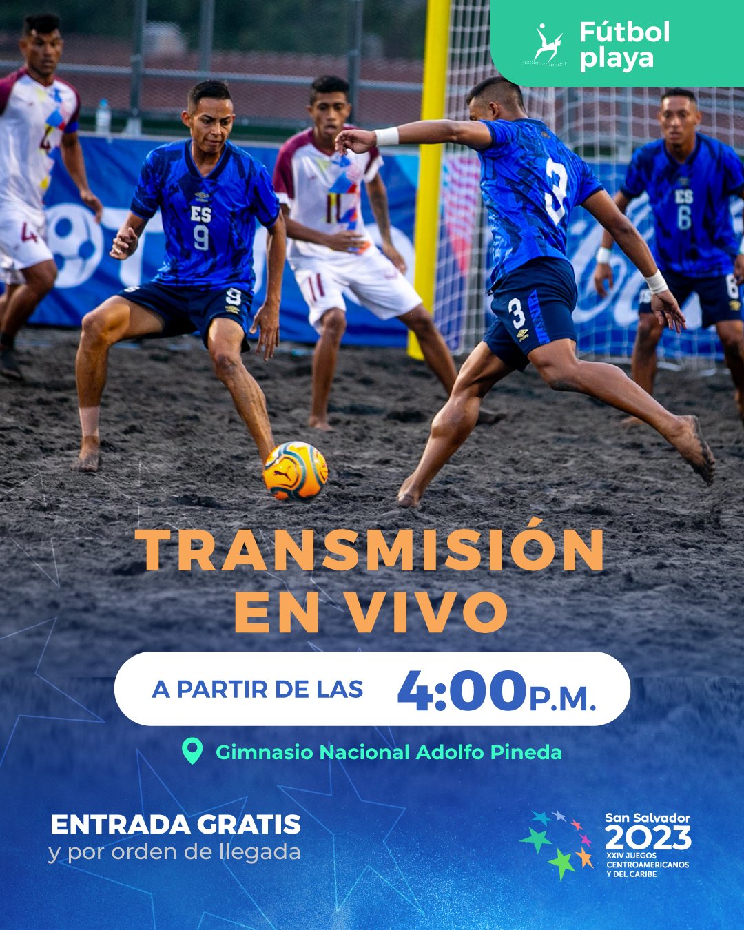 Salvadoreños disfrutarán de forma gratuita final de fútbol playa